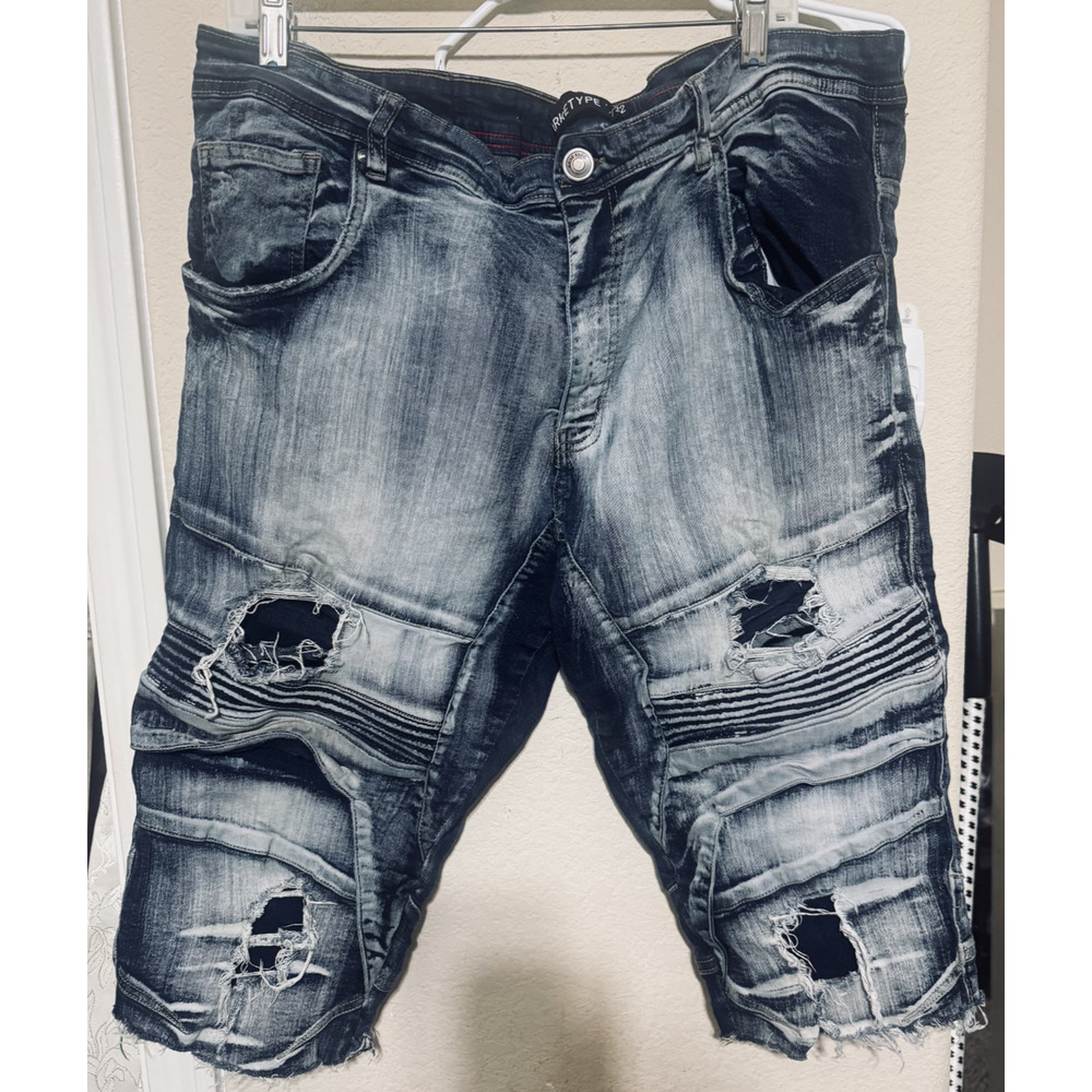 Vintage Y2K Arketype Blue Denim Jeans shorts Skater Jorts Mens 42 grunge cut off